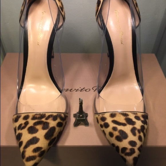 Gianvito Rossi Exotic Leopard Pony Hair Plexi Pump - Picture 5 of 9